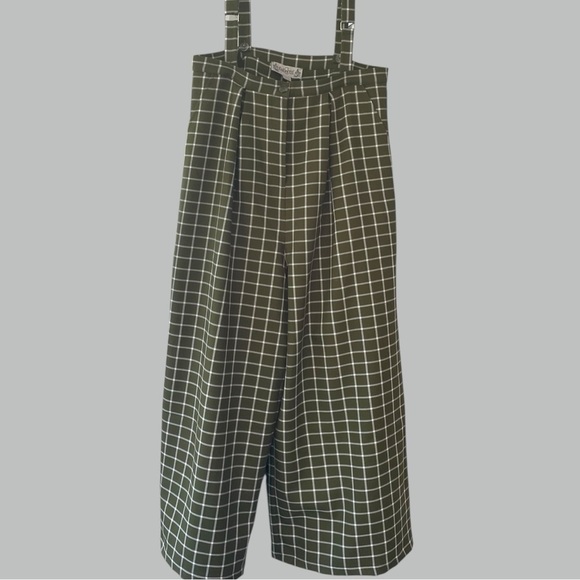 Collectif wide leg pants with removable suspenders, size 12, high waist, retro - Picture 3 of 9